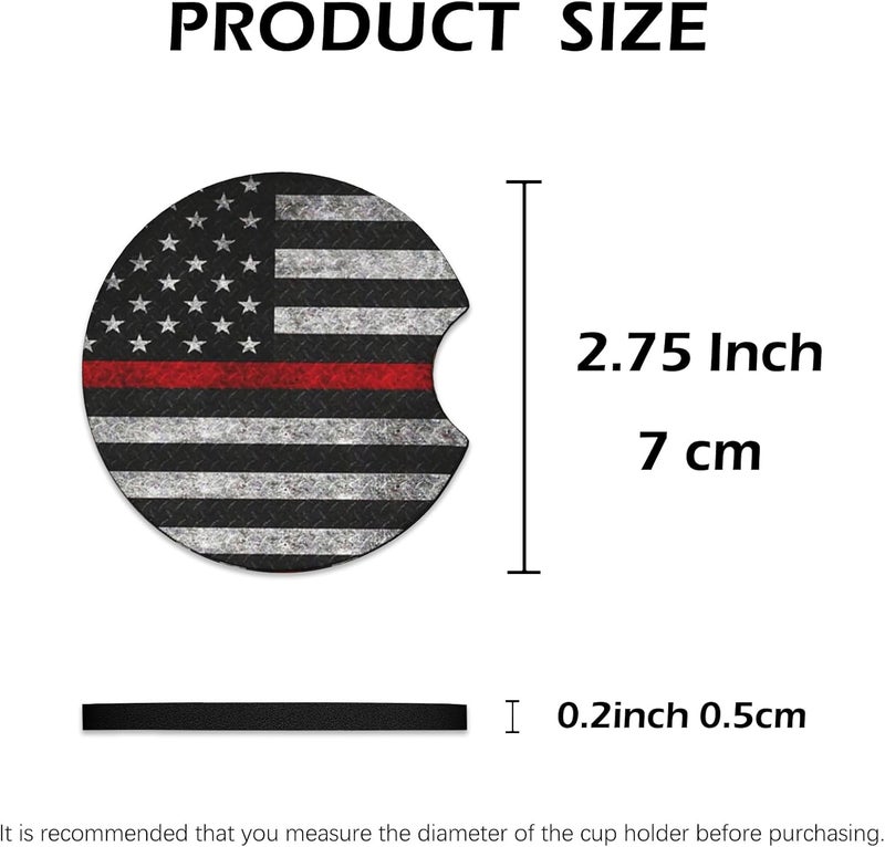 KARREAL 2 Pcs Car Cup Coasters, Red Grey American Flag Universal Non-Slip Rubber Car Coasters for Cup Holders 2.75 inch, Car Interior Accessories for Men - Image 3